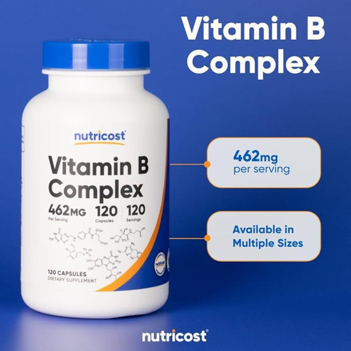 Vitamina B Complex 462 Mg 120 Capsulas Nutricost