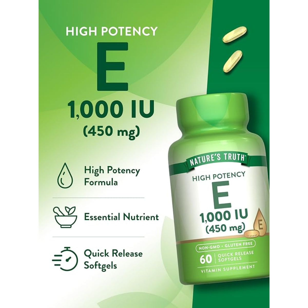 Vitamina E 1000 UI 60 Capasulas Natures Truth
