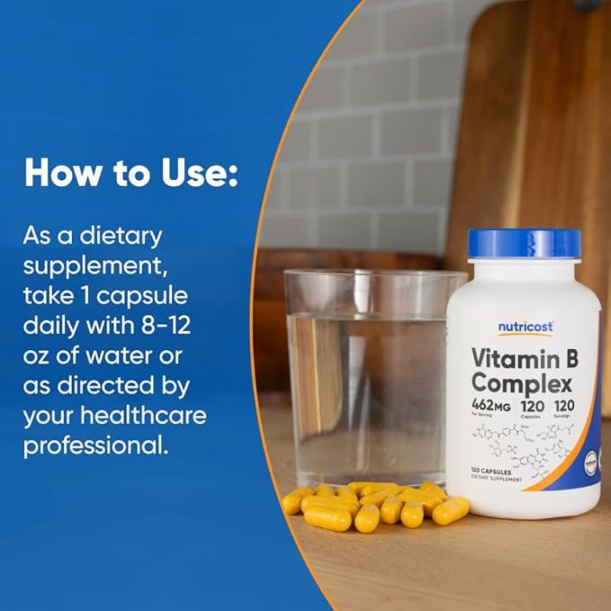 Vitamina B Complex 462 Mg 120 Capsulas Nutricost