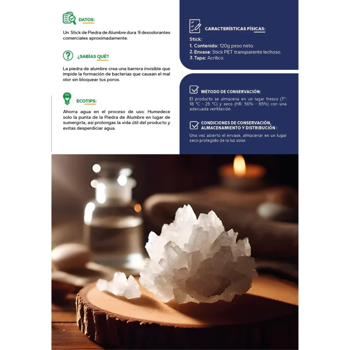 Desodorante Piedra de Alumbre x 120g Eco valle