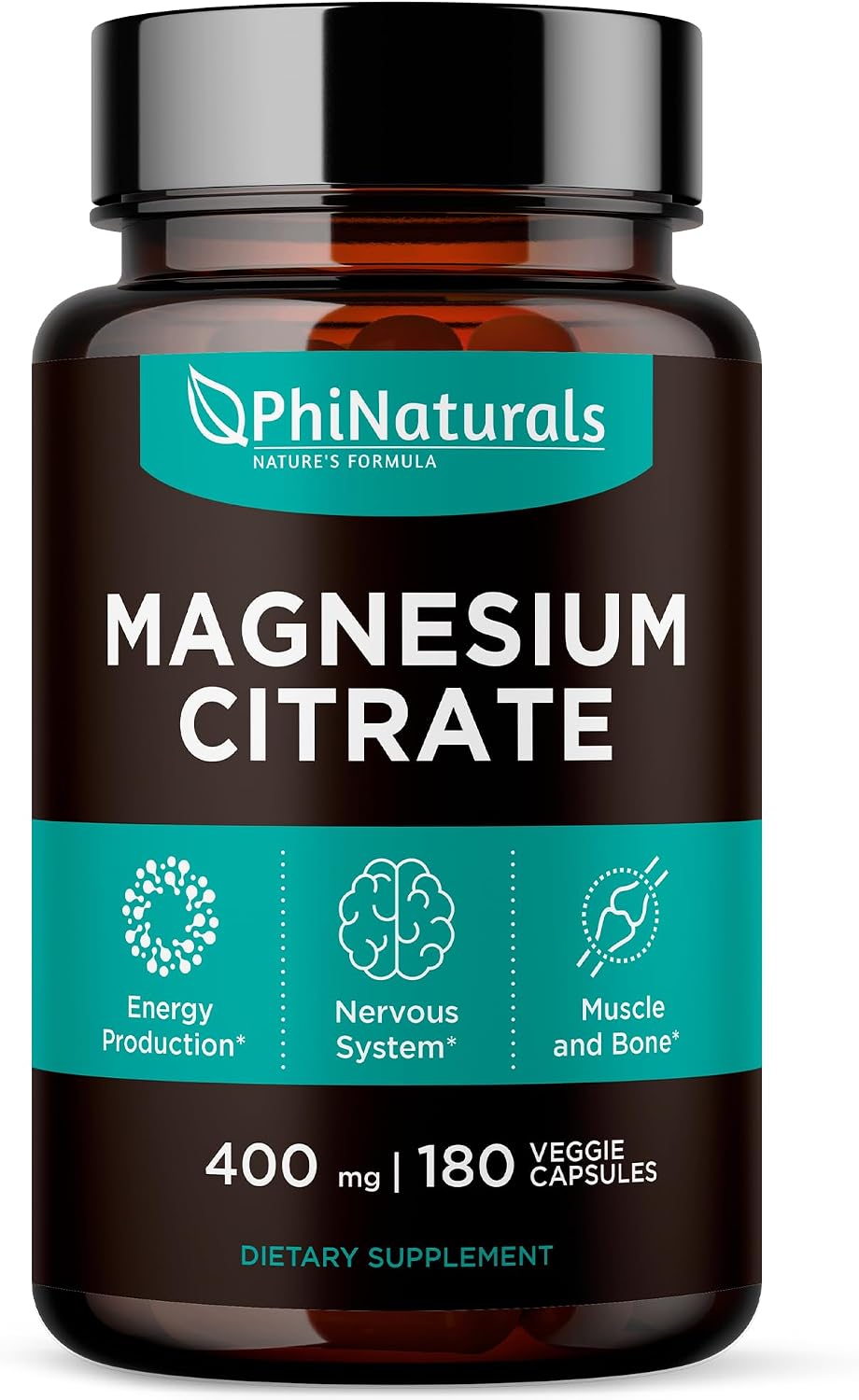 Citrato De Magnesio 400 Mg 180 Capsulas PhiNaturals