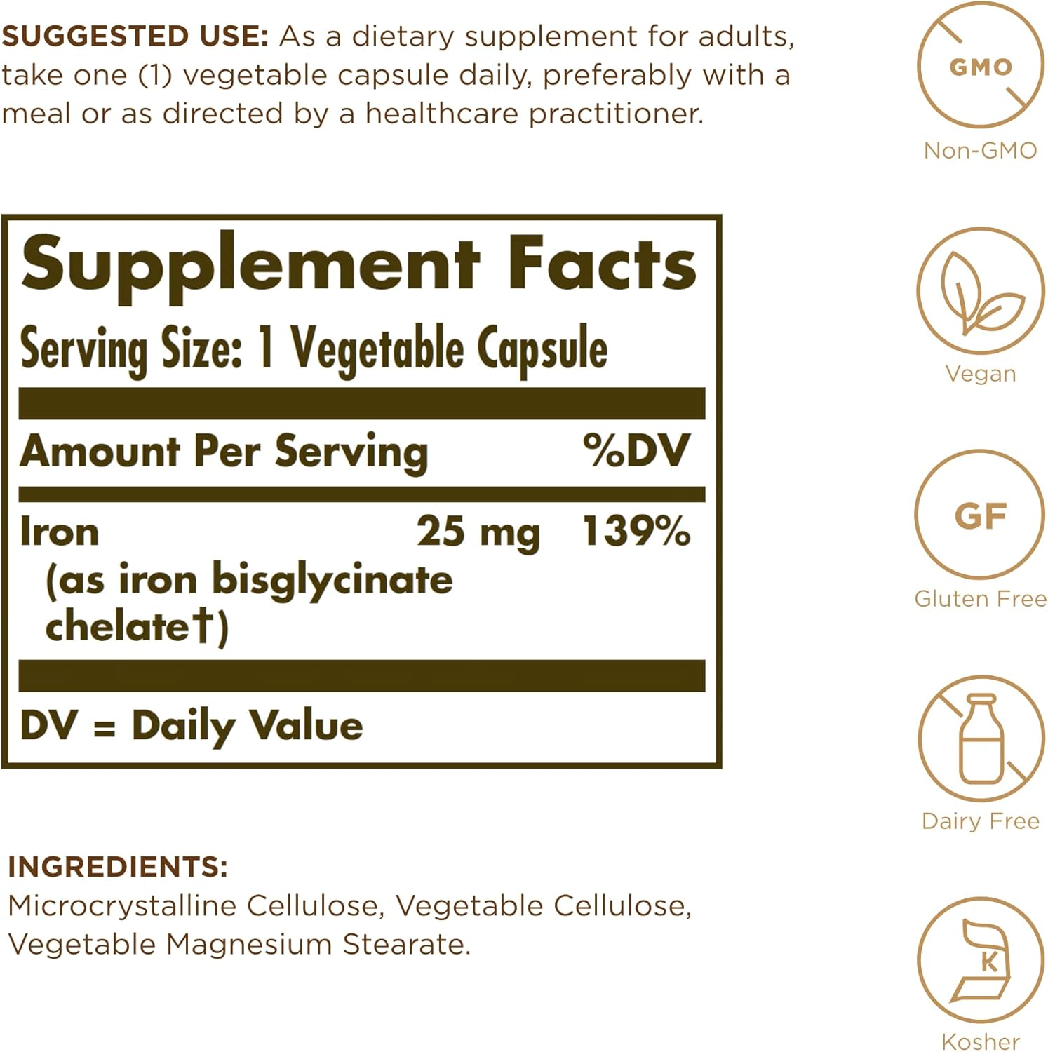 Hierro Gentle Hierro Bisglicinato 25 Mg 90 Capsulas Solgar