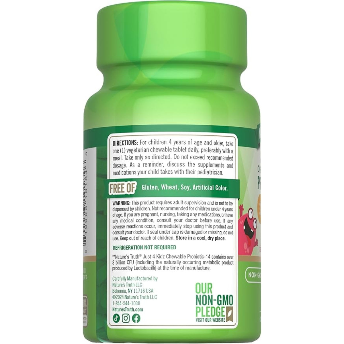 Probioticos Kids 3 Billones CFU 14 Cepas 30 Capsulas Natures Truth