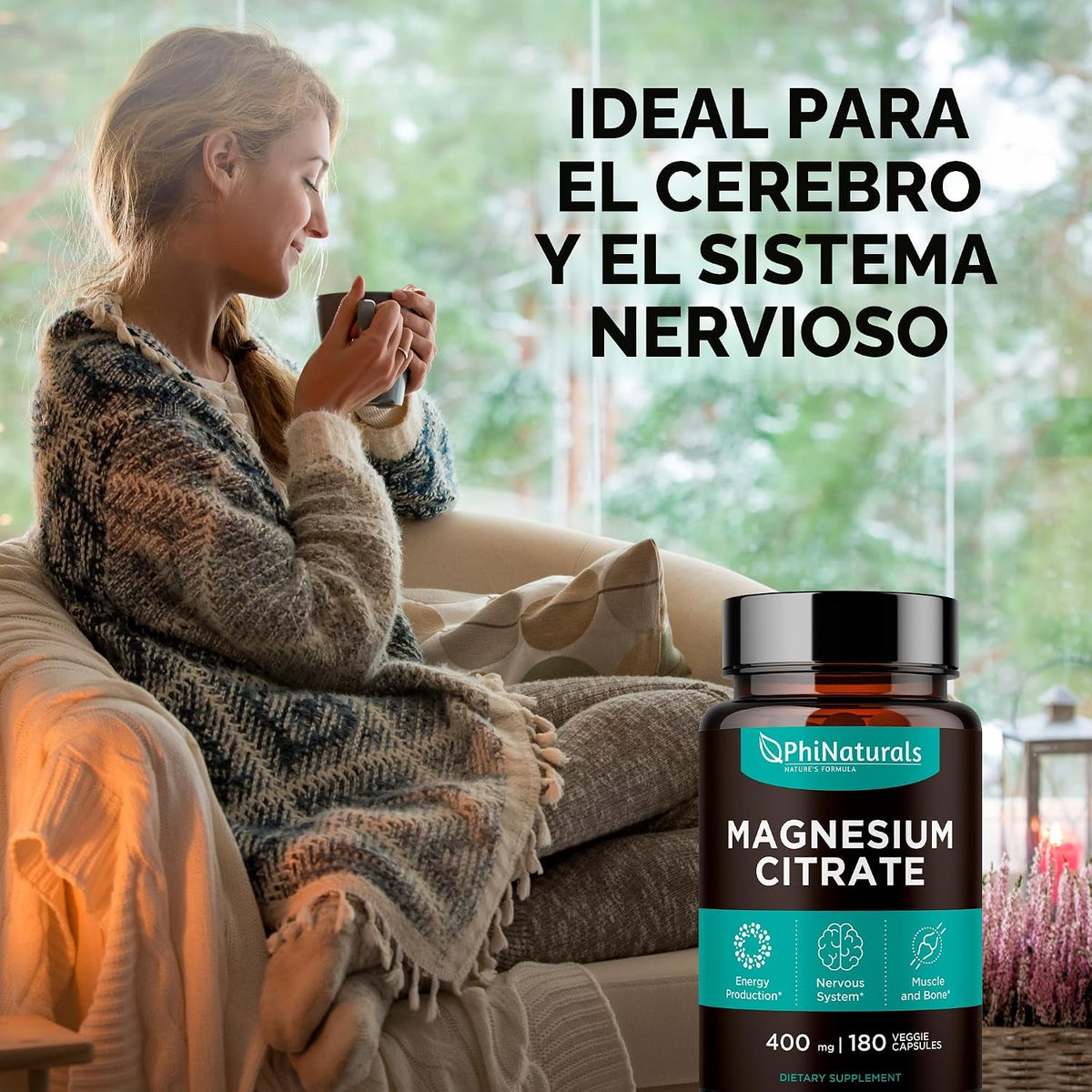 Citrato De Magnesio 400 Mg 180 Capsulas PhiNaturals