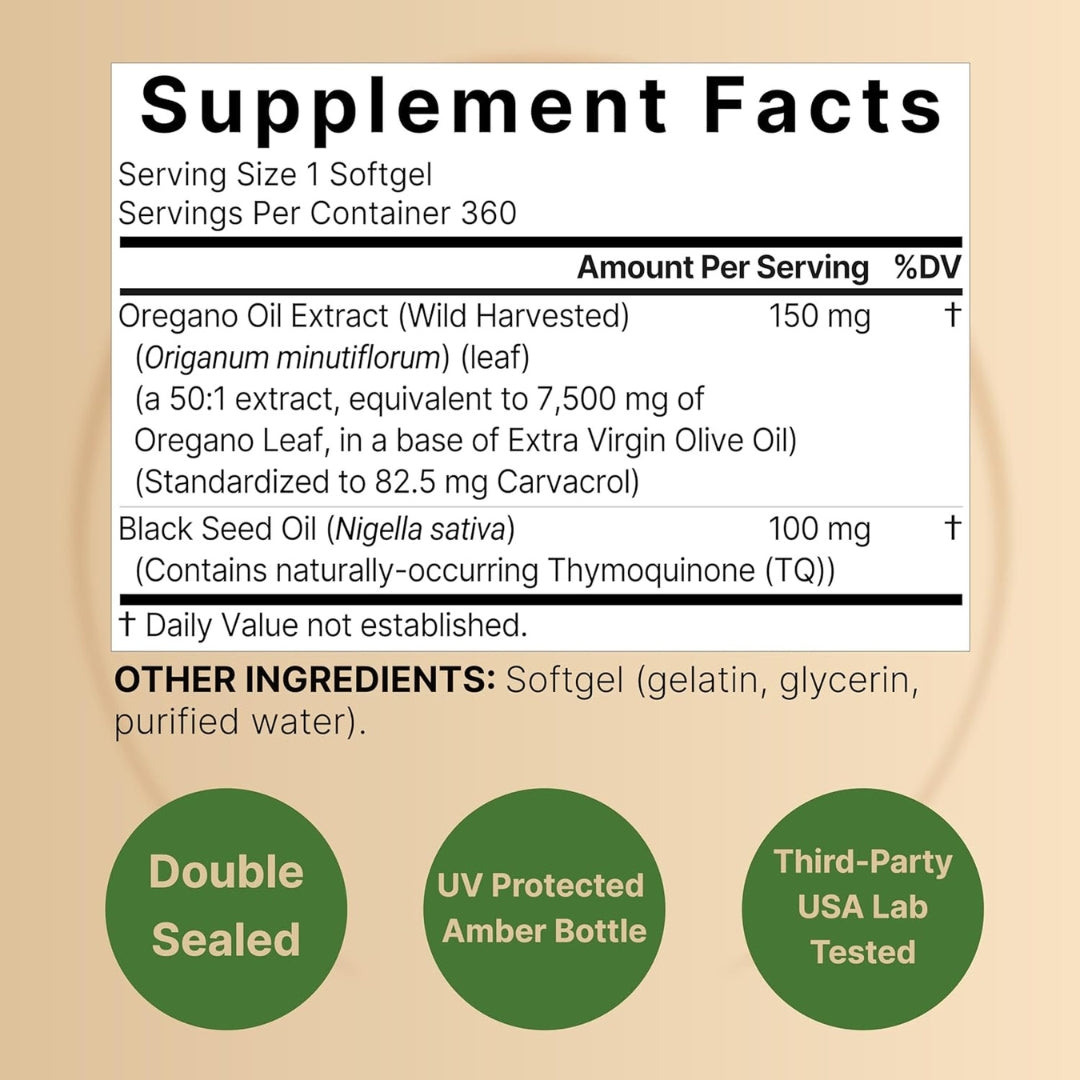 Aceite De Oregano 7500 Mg 360 Softgels Blandas Naturebell