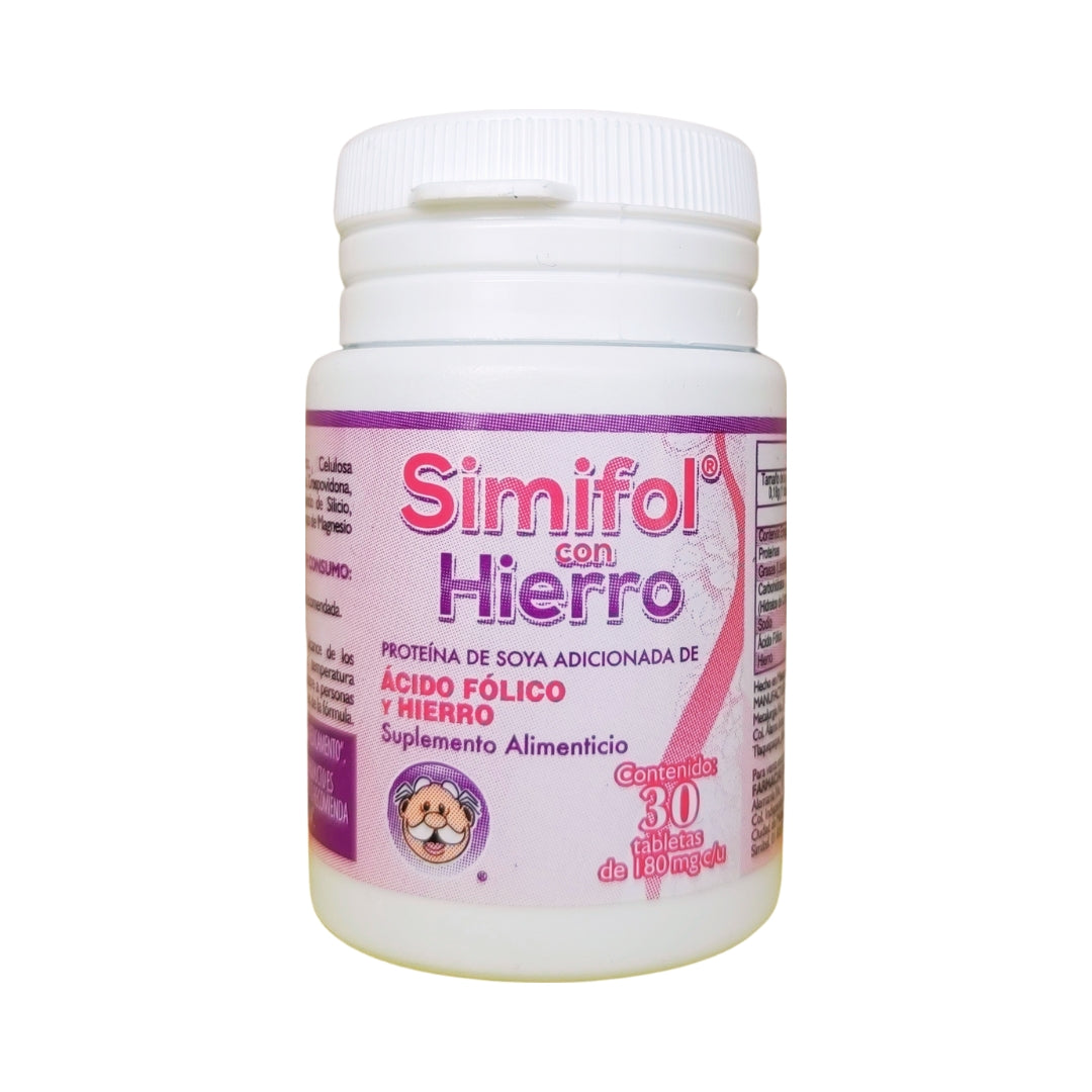 Acido Folico Y Hierro 180 Mg 30 Tabletas Semifol