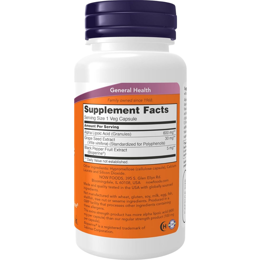 Alpha Lipoic Acid 600 Mg 60 Capsulas Now