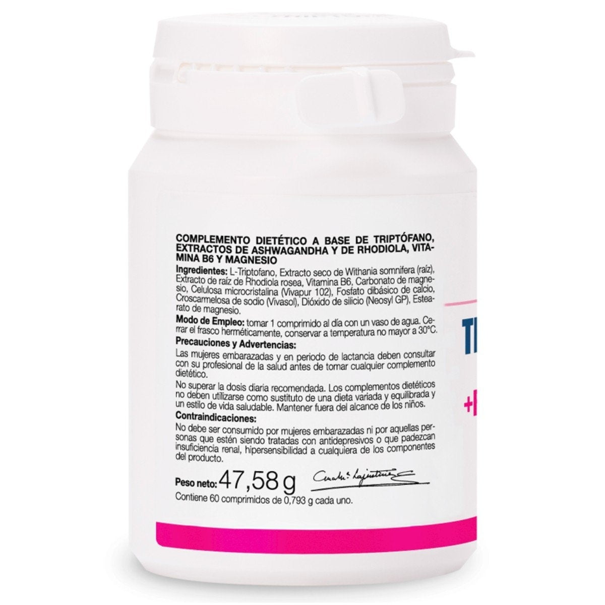 Triptofano Plus con Ashwagandha Rhodiola y Magnesio 60 Comprimidos Ana Maria La Justicia