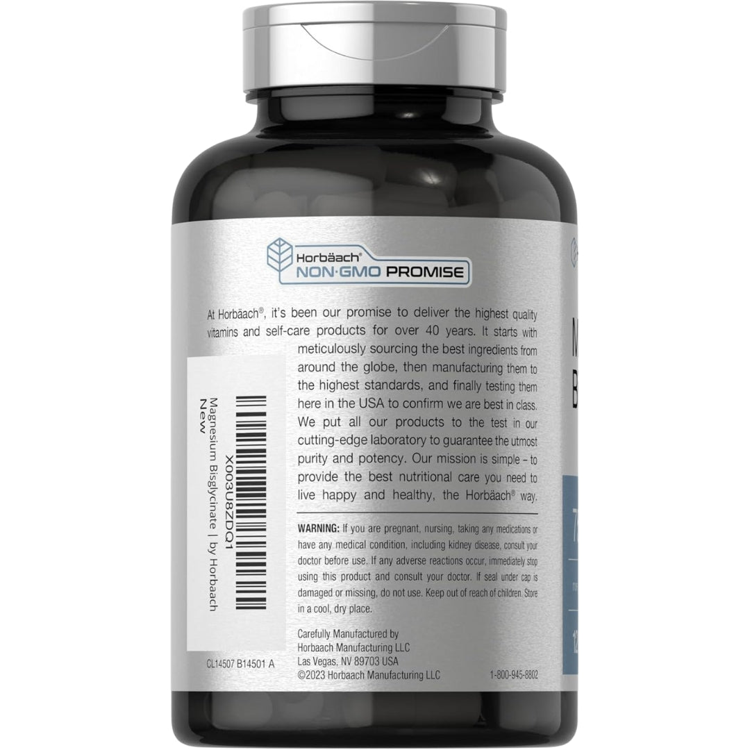 Bisglicinato De Magnesio 750 Mg 120 Capsulas Horbaach