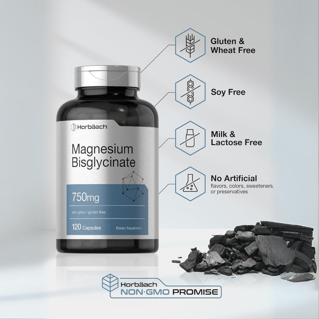 Bisglicinato De Magnesio 750 Mg 120 Capsulas Horbaach