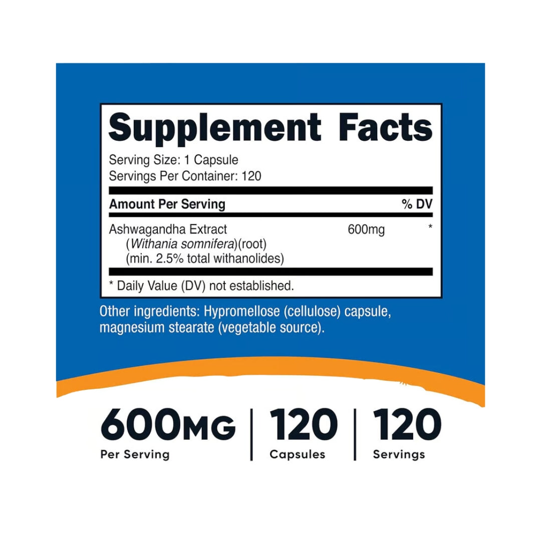 Ashwagandha 600 Mg 120 Capsulas Nutricost