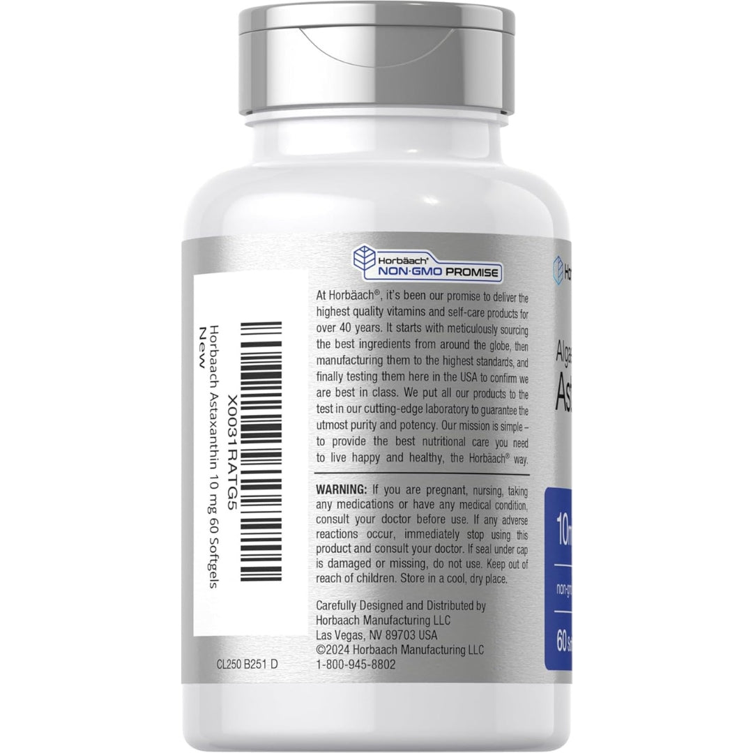 Astaxantina 10mg 60 Softgel Horbaach