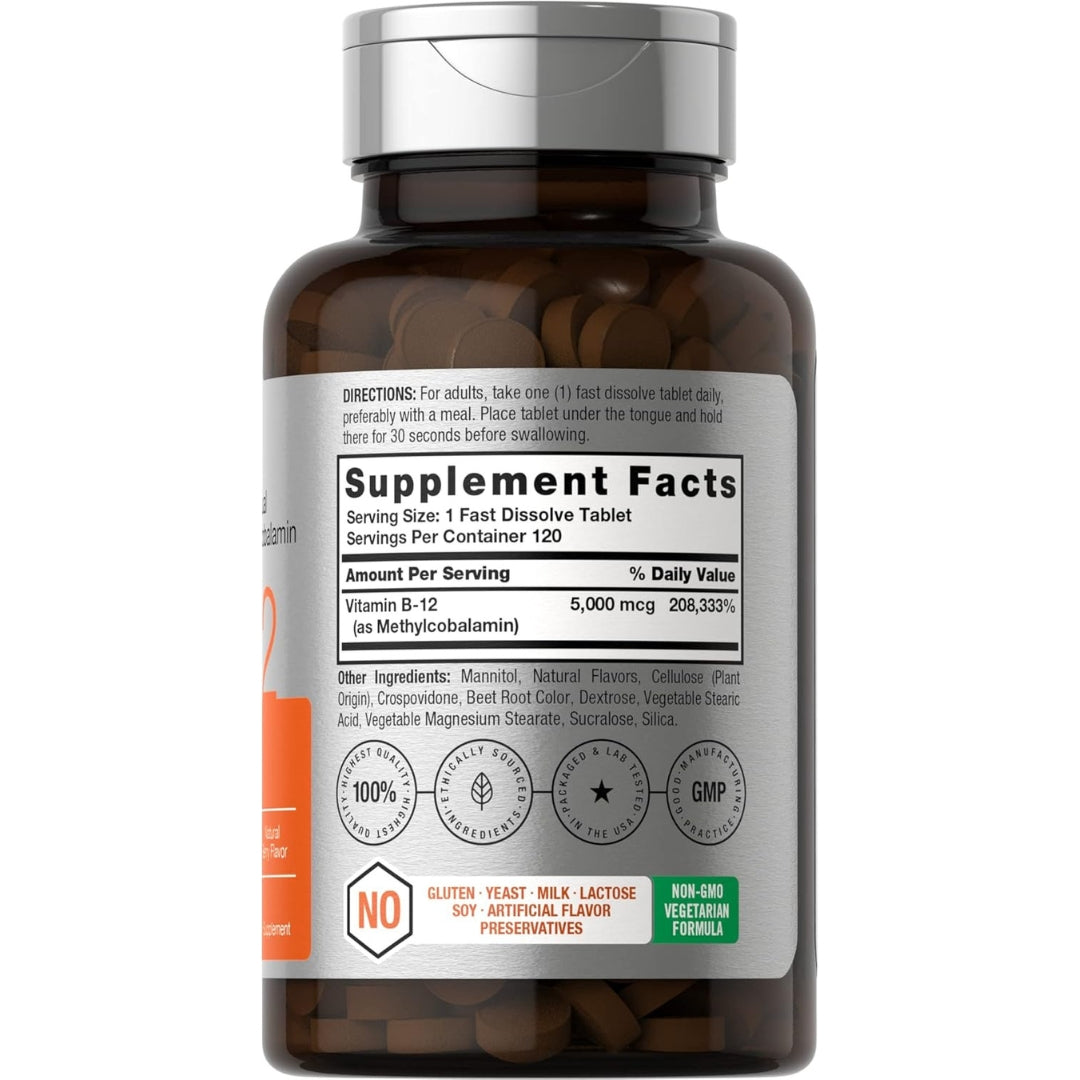 B 12 Metilcobalamina sublingual 5000 mcg 120 Horbaach