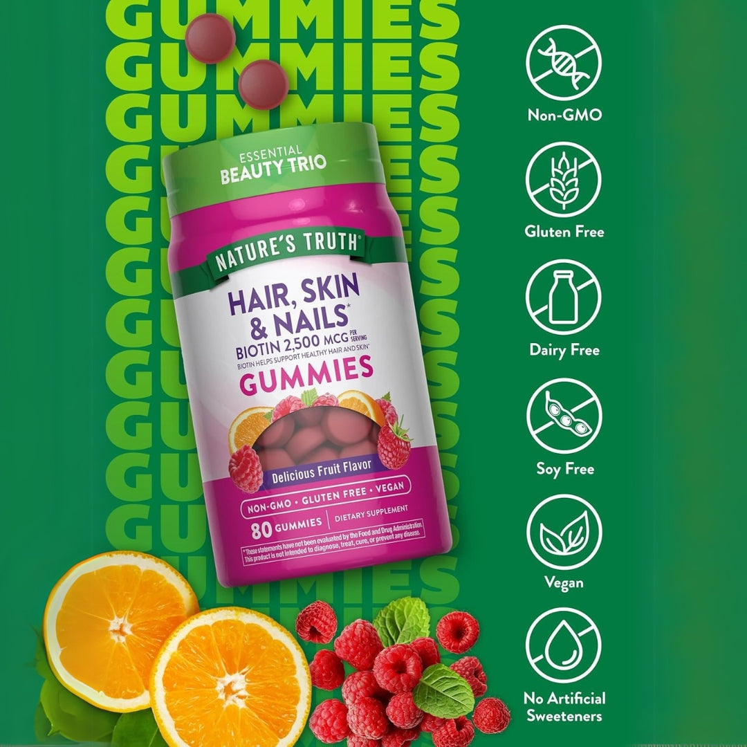 Biotina Hair Skin Y Nails 80 Gomitas Natures Truth