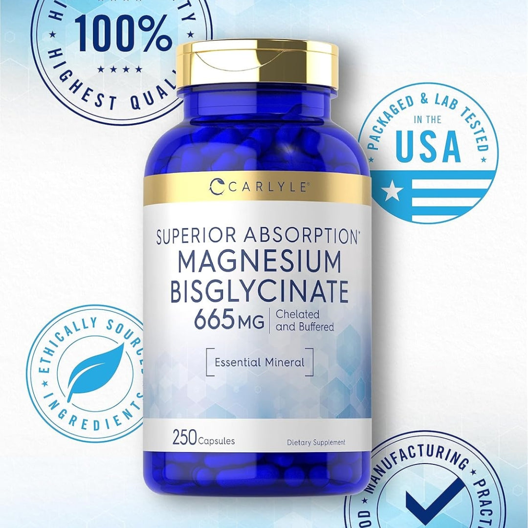 Bisglicinato de Magnesio 665 Mg 250 Capsulas Carlyle