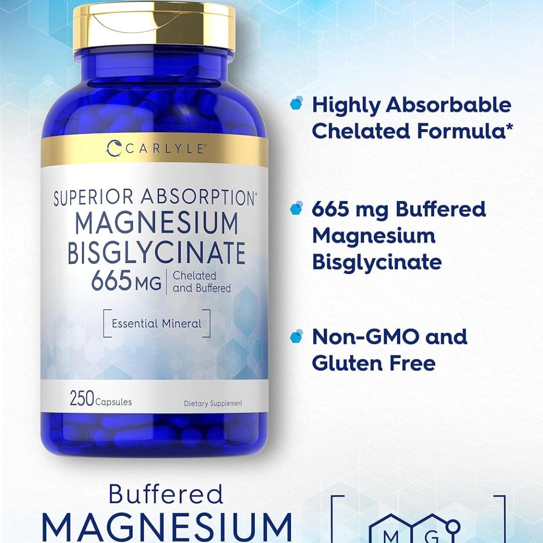 Bisglicinato de Magnesio 665 Mg 250 Capsulas Carlyle