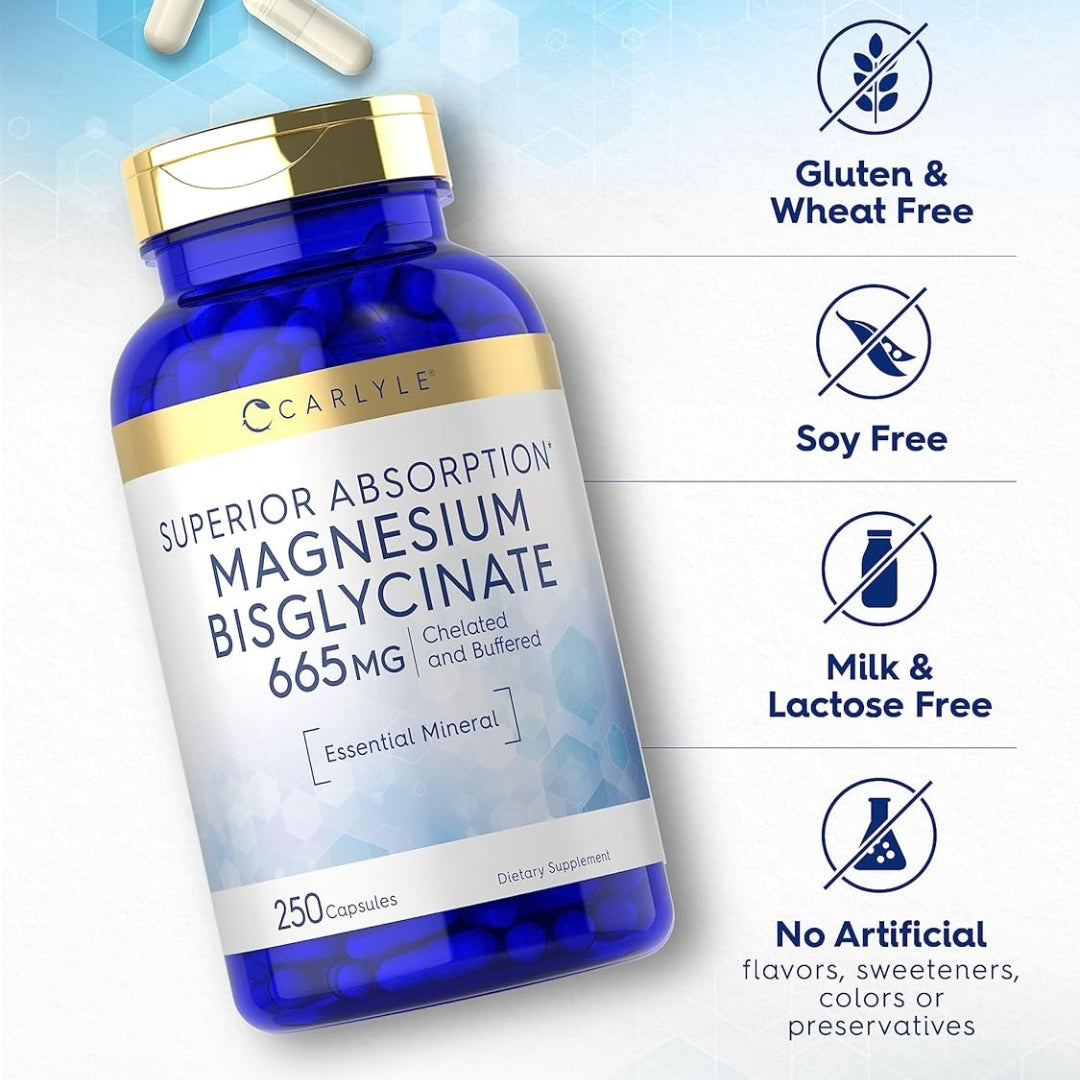 Bisglicinato de Magnesio 665 Mg 250 Capsulas Carlyle