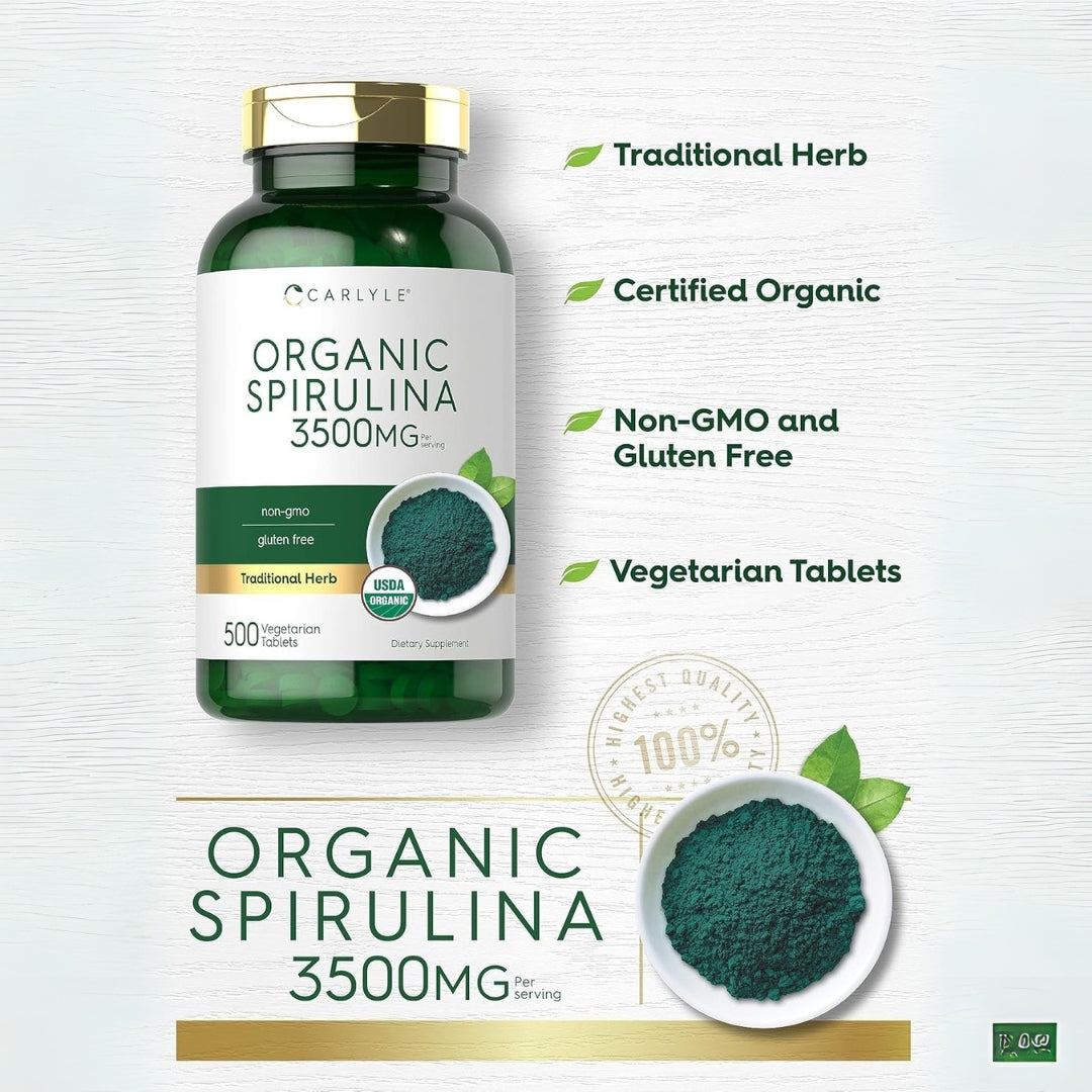 Espirulina Organica 3500 Mg 500 Tabletas Carlyle