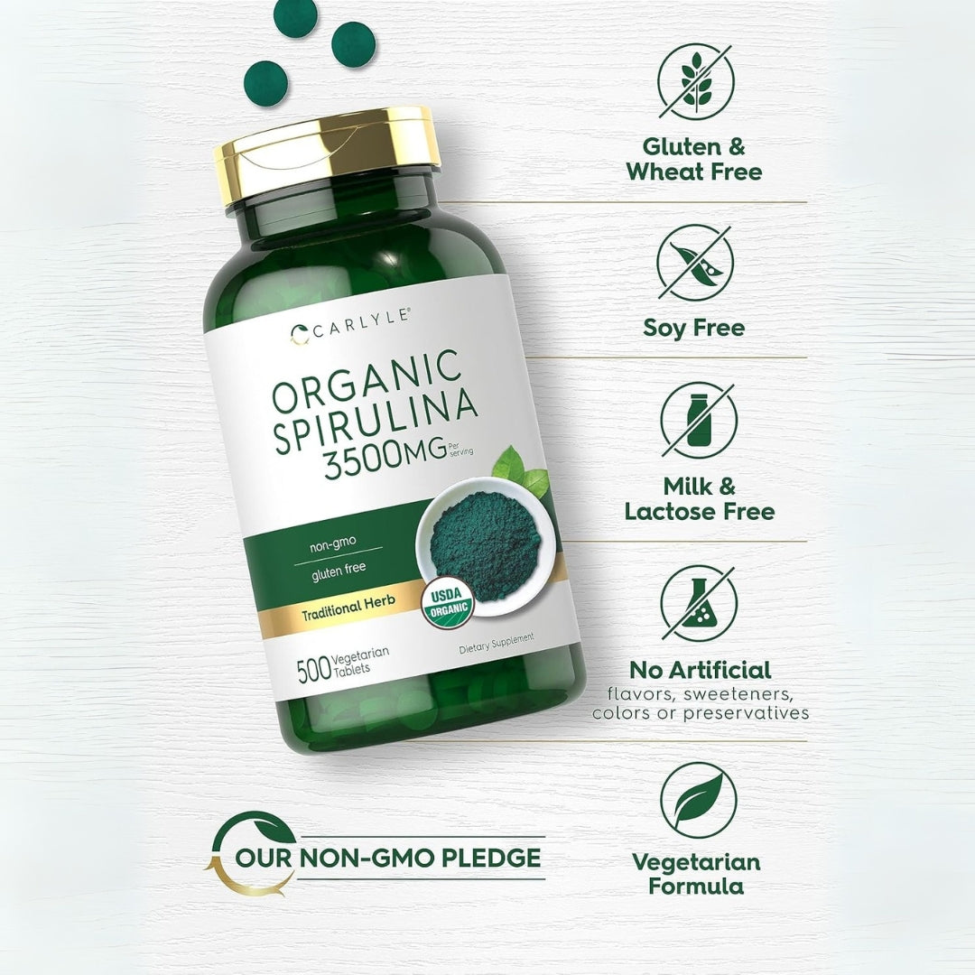 Espirulina Organica 3500 Mg 500 Tabletas Carlyle