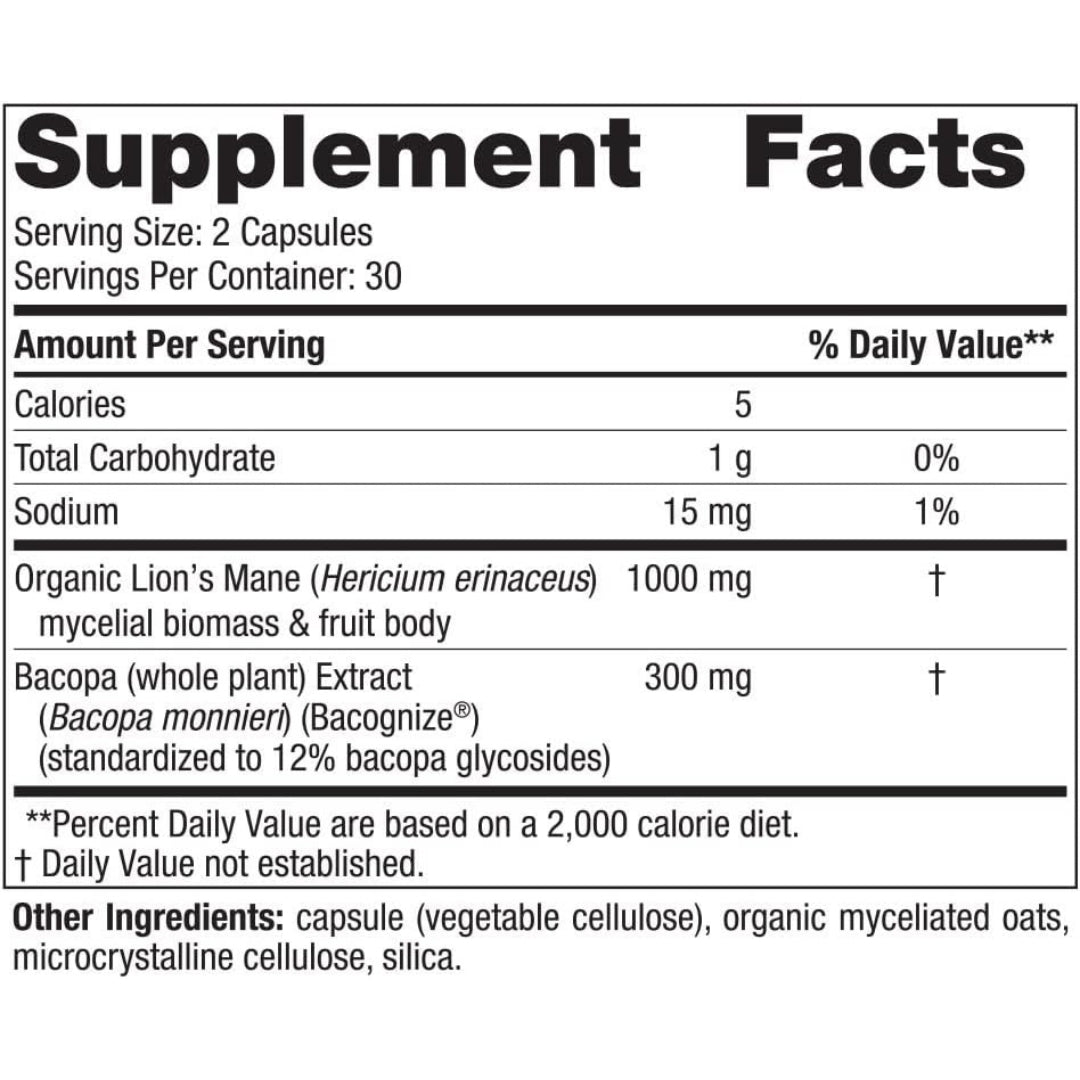 Cognicion Complex Melena de Leon y Bacopa 60 Capsulas Nordic Naturals