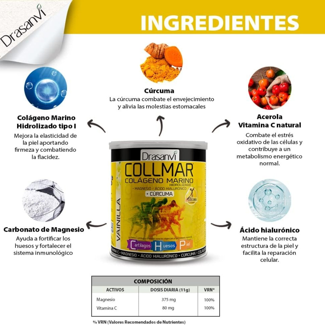 Colageno Marino Hidrolizado Con Curcuma 300 Gr Drasanvi