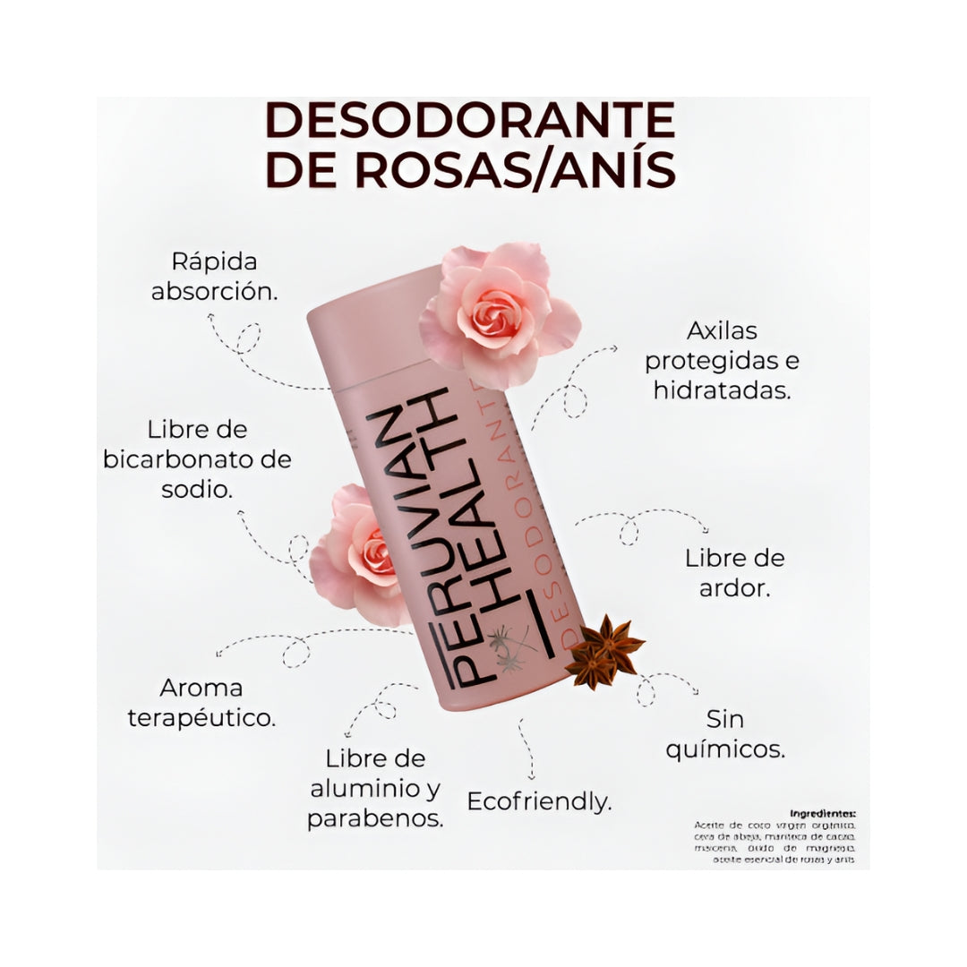 Desodorante Natural Rosas Anis 79 Gr Peruvian Health