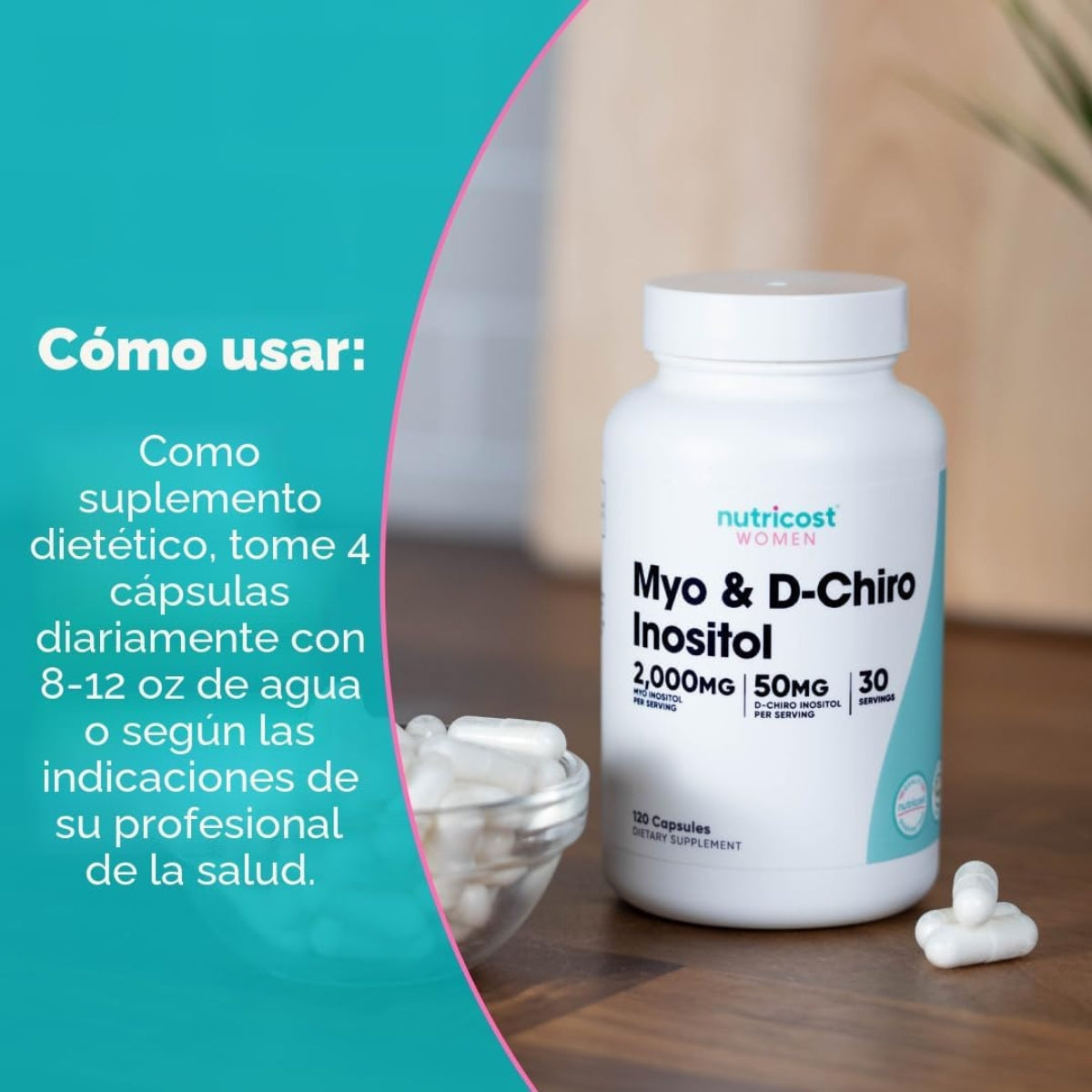 Myo Dchiro Inositol 120 Capsulas Nutricost Women