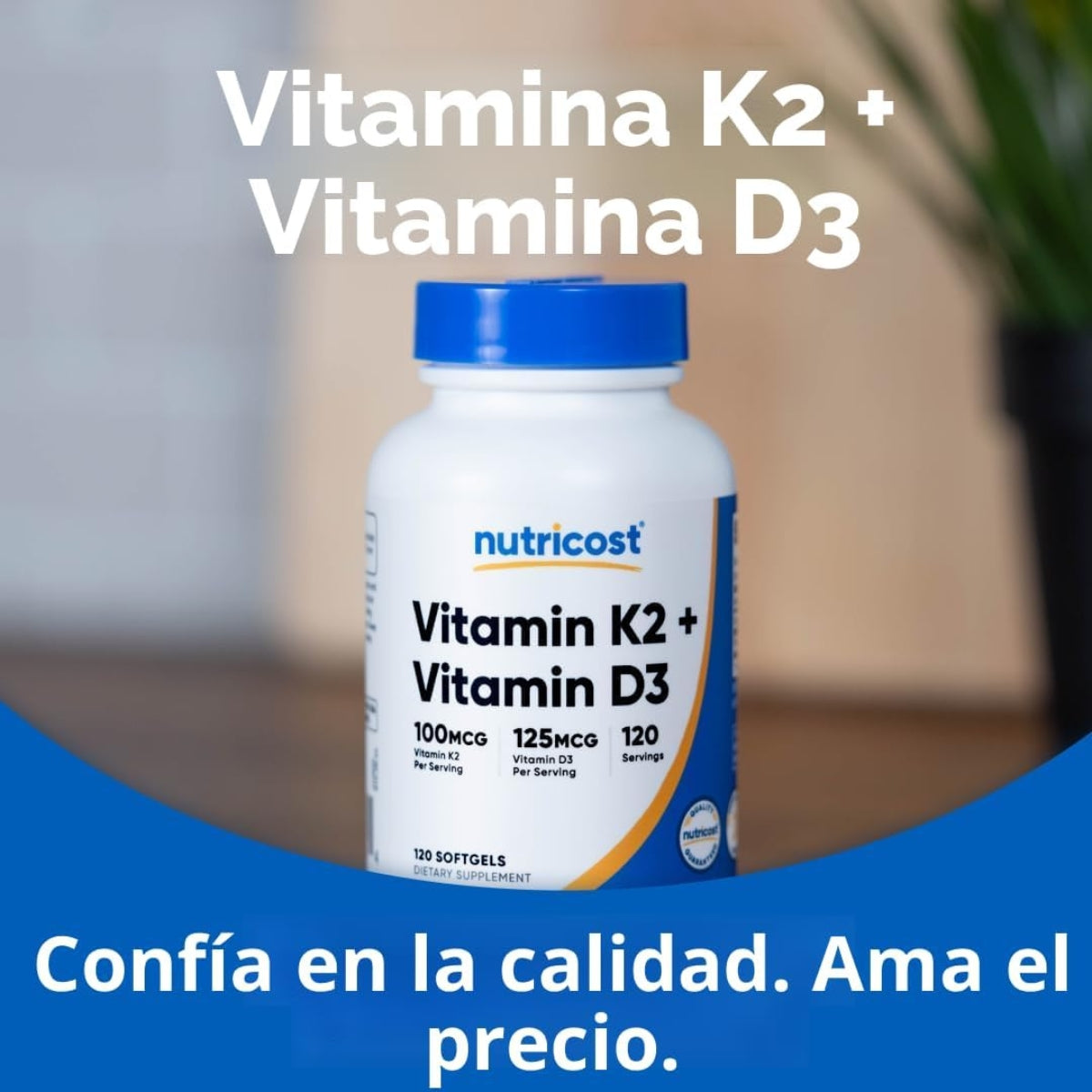 Vitamina K2 y D3 120 Sofgels Nutricost