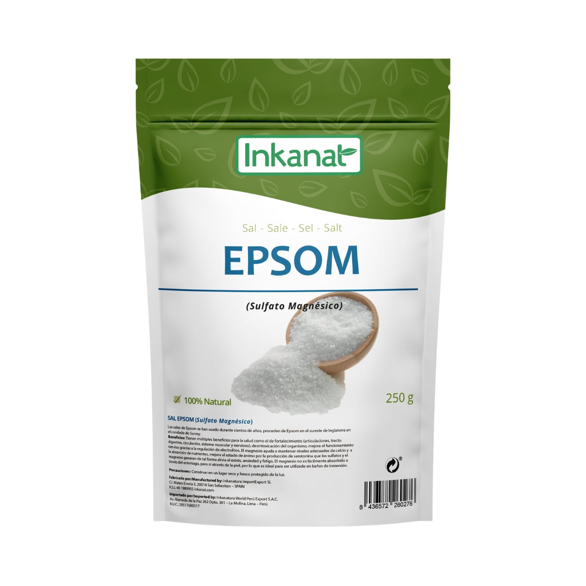 Sal Epsom Sulfato Magnesico 250 Gr Inkanat