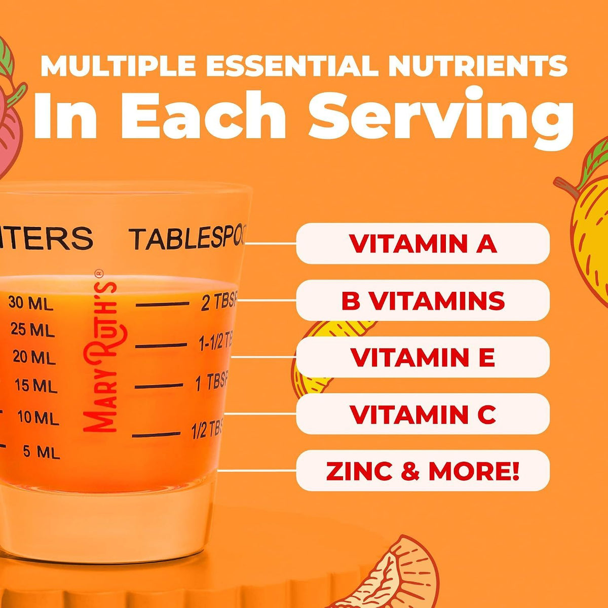Multivitaminico Liquido Crecimiento Del Cabello Sabor Durazno Mango 450 Ml Mary Ruths