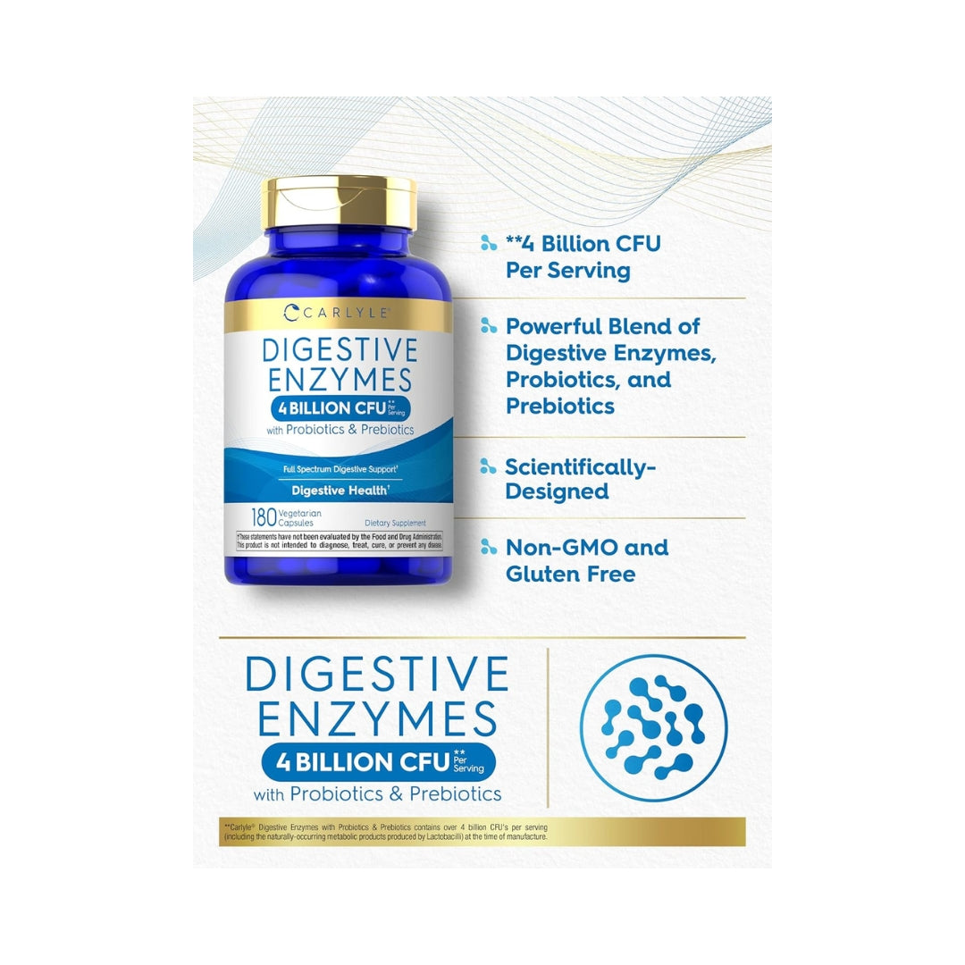 Enzimas Digestivas Probioticos Y Prebioticos 180 Capsulas Carlyle