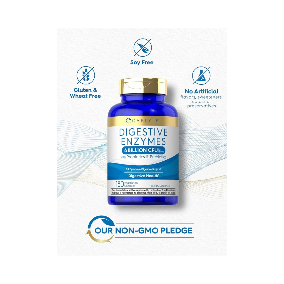 Enzimas Digestivas Probioticos Y Prebioticos 180 Capsulas Carlyle