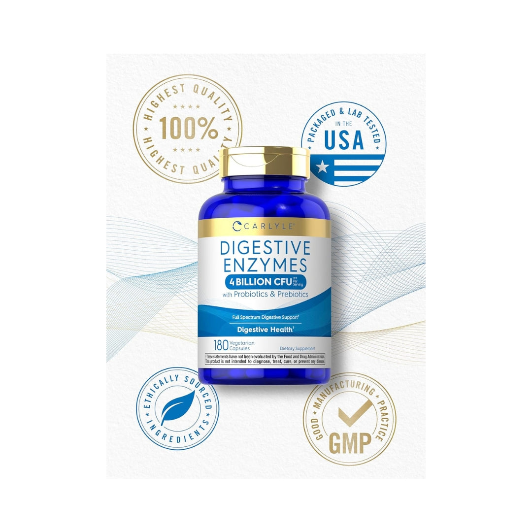 Enzimas Digestivas Probioticos Y Prebioticos 180 Capsulas Carlyle