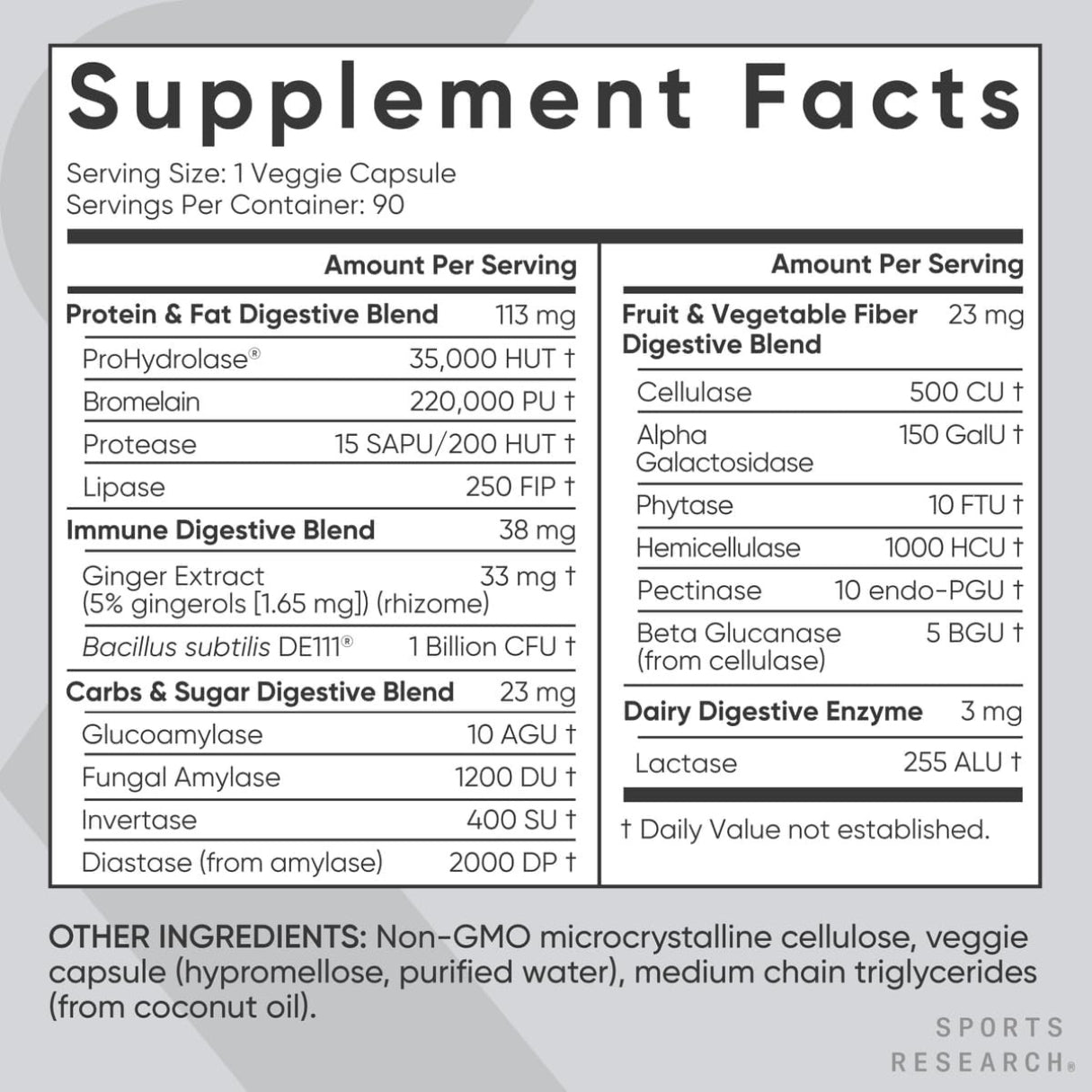  Enzimas digestivas  90 Capsulas Sports Research