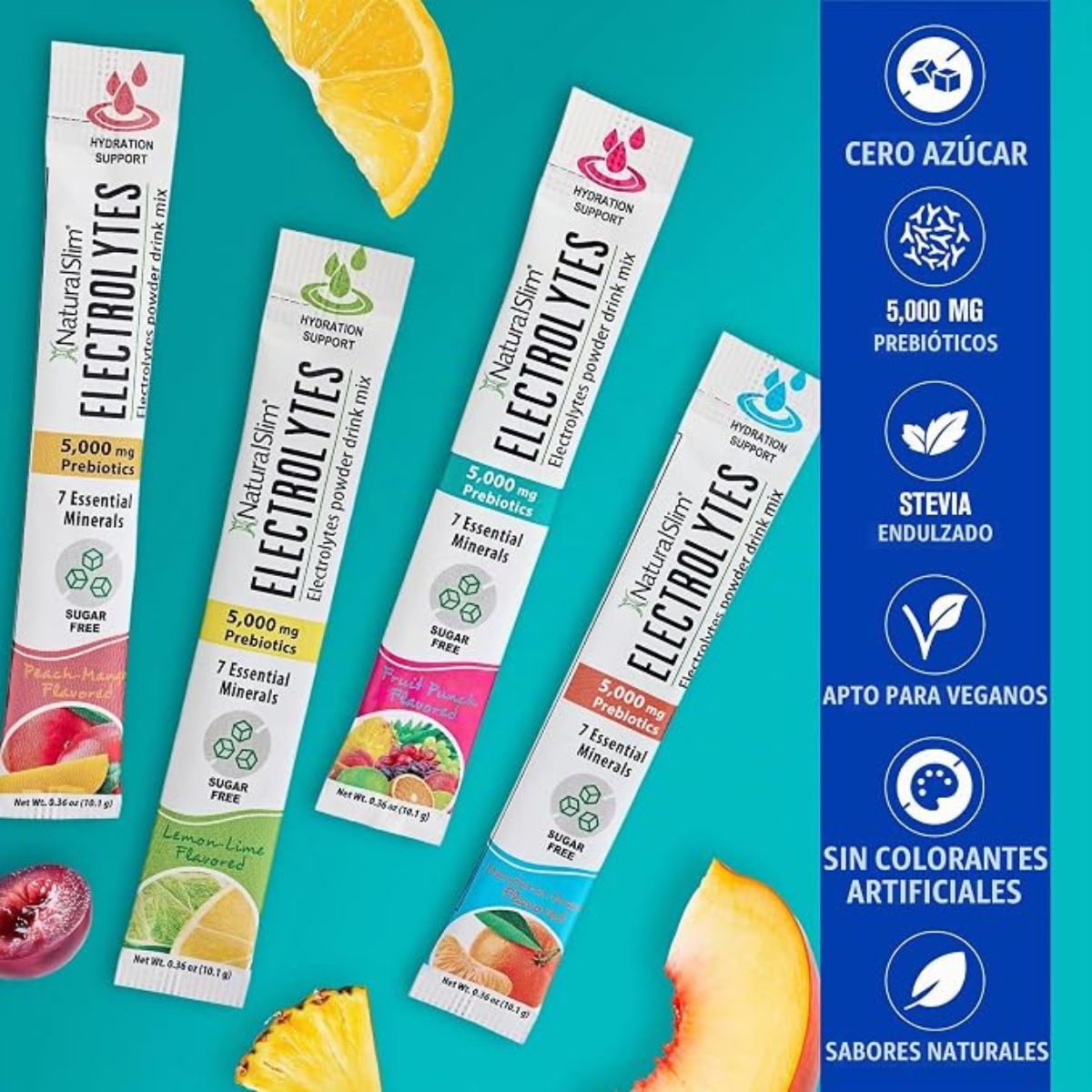 Electrolitos Variados Con 5000 Mg Prebioticos 16 Stick Pack Natural Slim