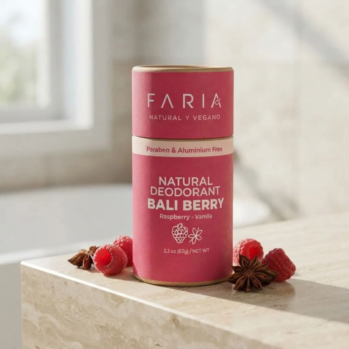 Desodorante Sin Aluminio Bali Berry Frutos Rojos 60 gr Faria