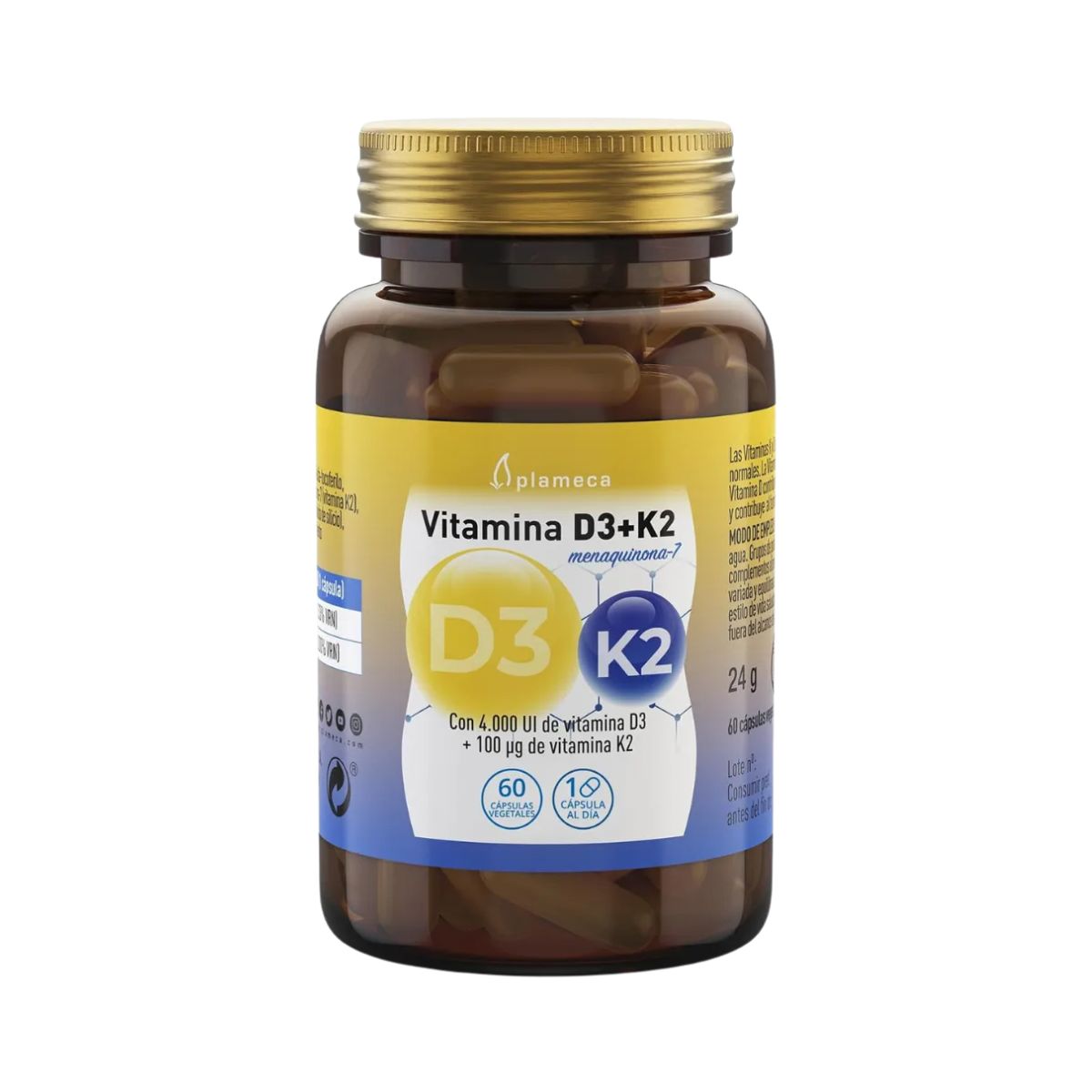 Vitamina D3 y K2 4000 Mg 60 Capsulas Plameca