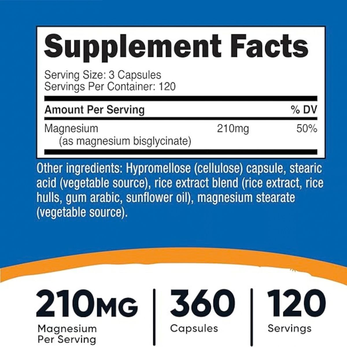 Magnesium Glycinate 210 Mg 360 Capsulas Nutricost