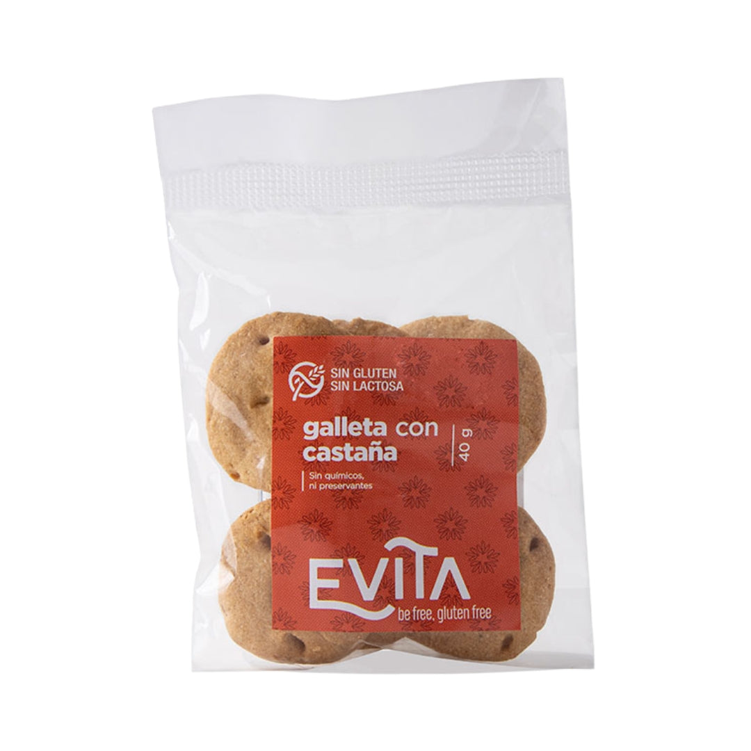 Galletas Con Castañas 40 Gr Evita sin gluten, sin lactosa