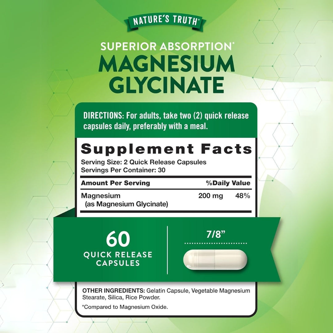 Glicinato de Magnesio 60 Capsulas Natures Truth