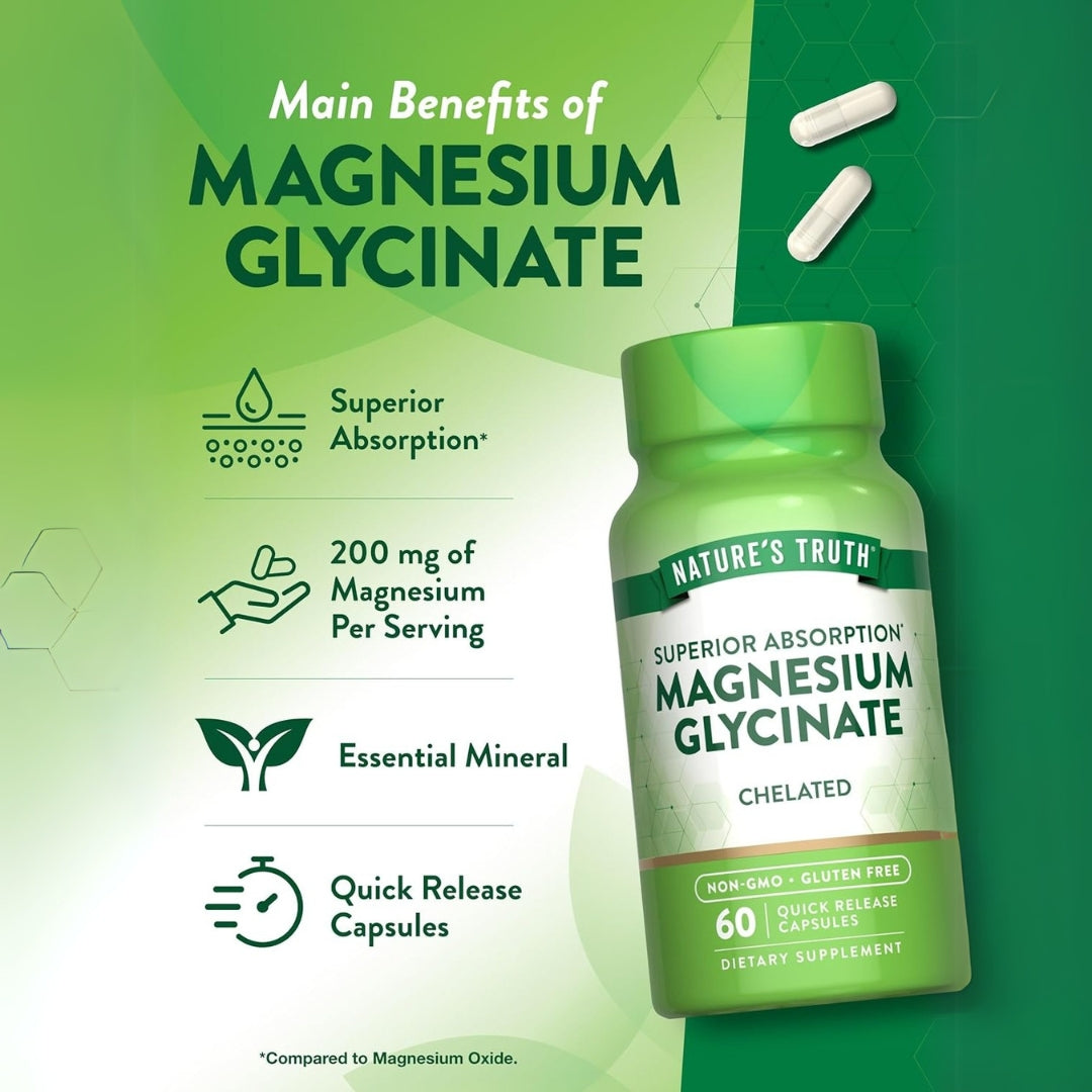 Glicinato de Magnesio 60 Capsulas Natures Truth