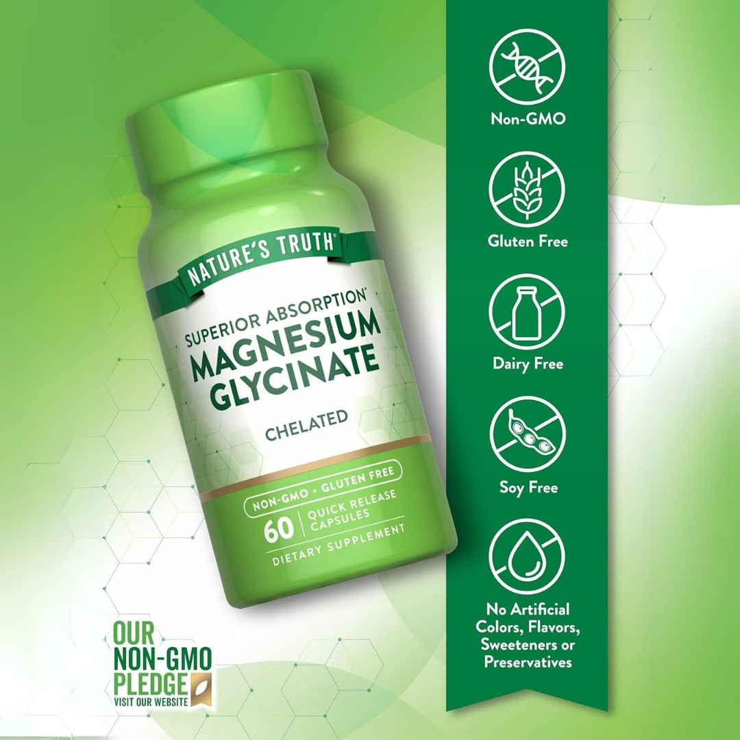 Glicinato de Magnesio 60 Capsulas Natures Truth