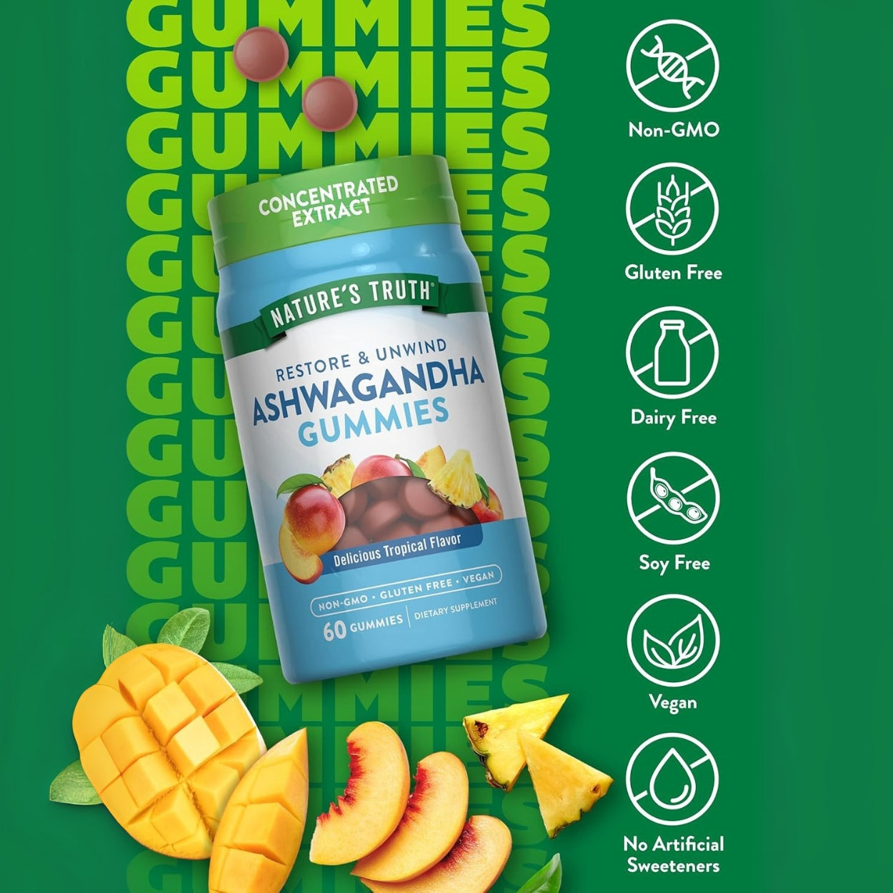 Gomitas de Ashwagandha 500 Mg 60 Gomitas Natures Truth