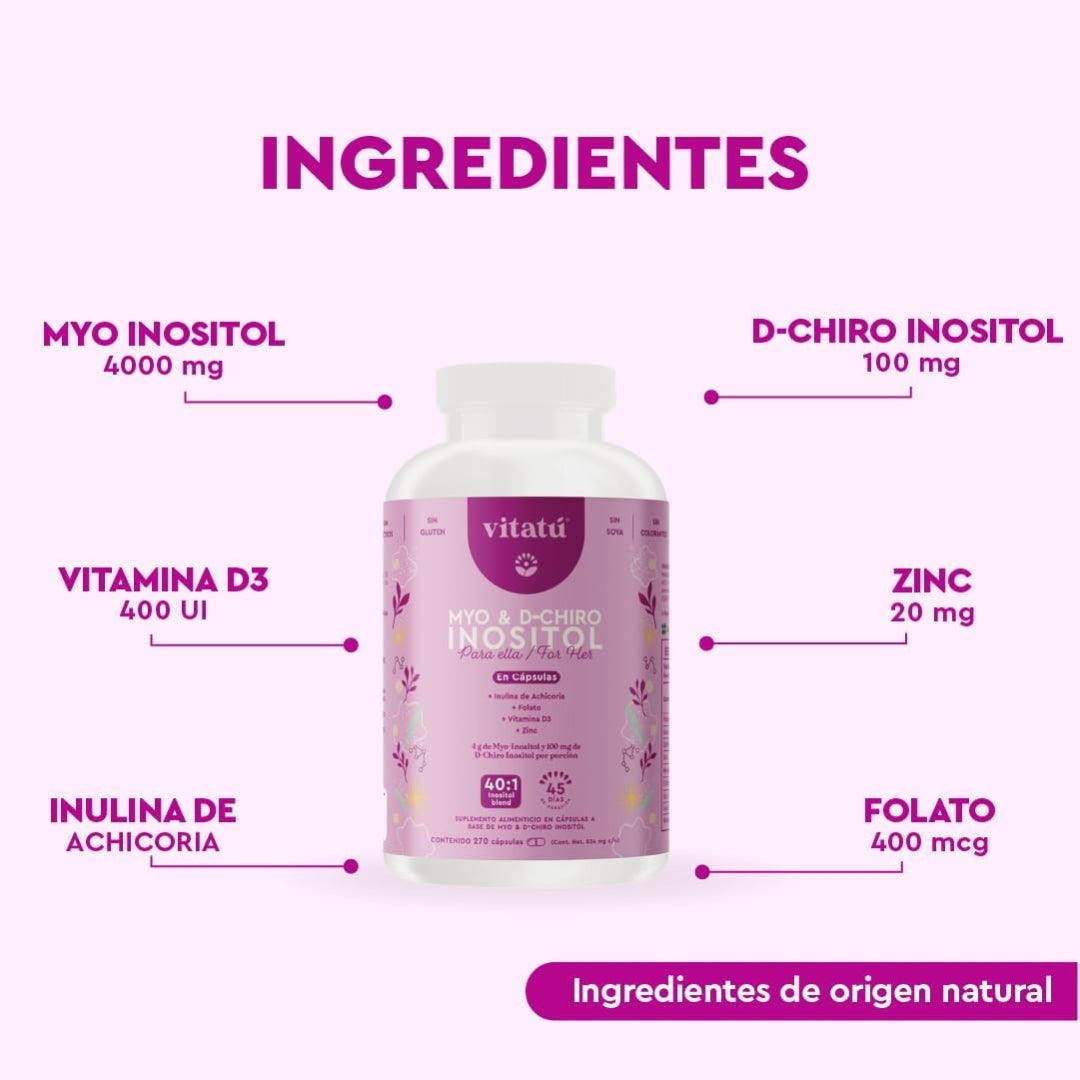 Inositol Myo & D Chiro  270 Capsulas Vitatu