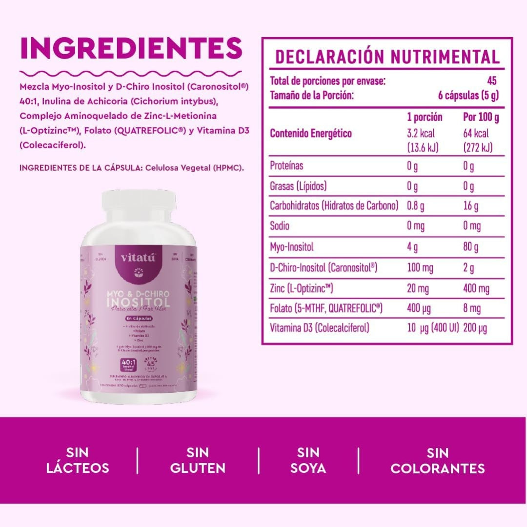 Inositol Myo & D Chiro  270 Capsulas Vitatu