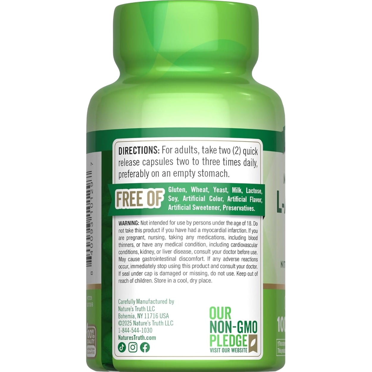 L Arginina 1000 Mg 100 Capsulas Natures Truth