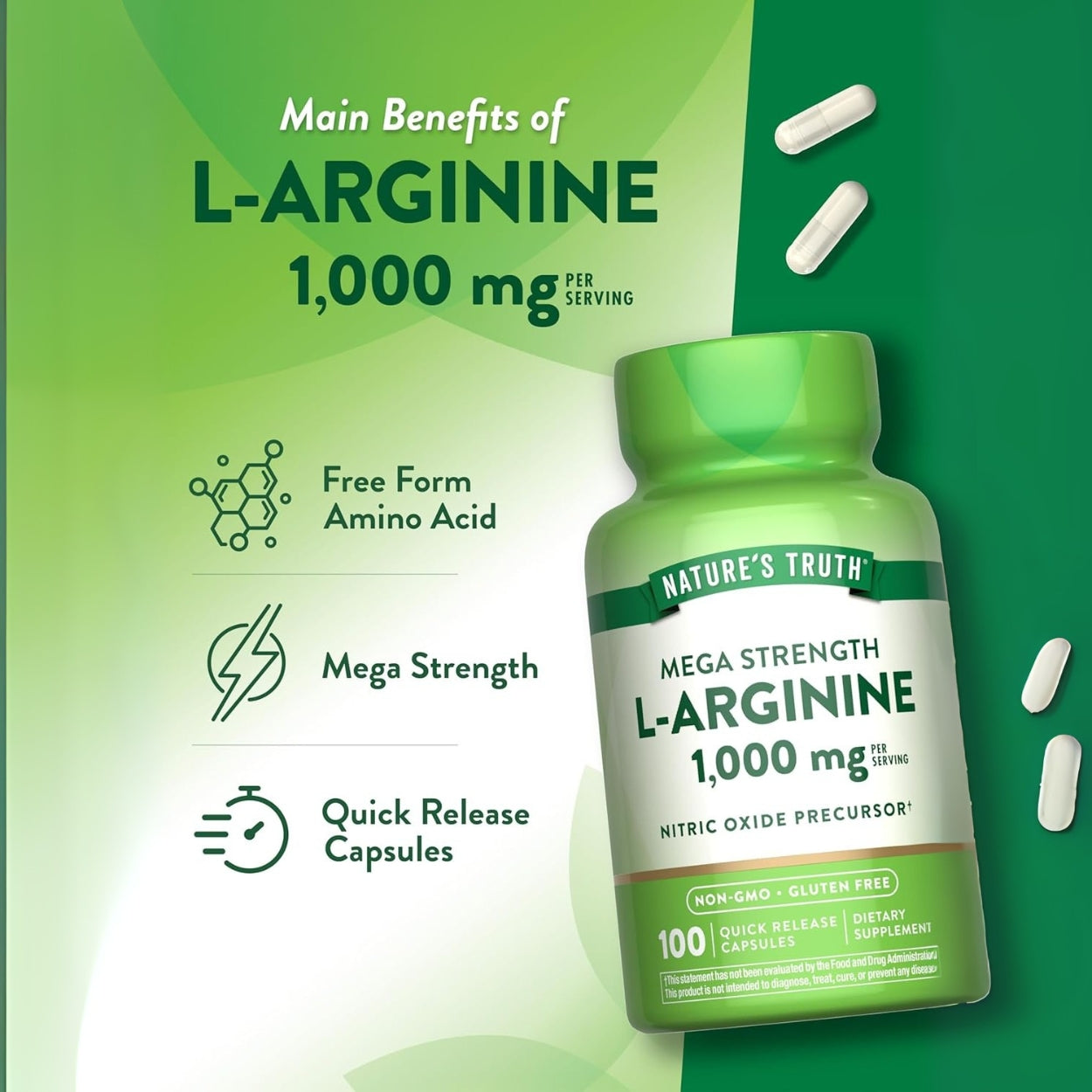 L Arginina 1000 Mg 100 Capsulas Natures Truth