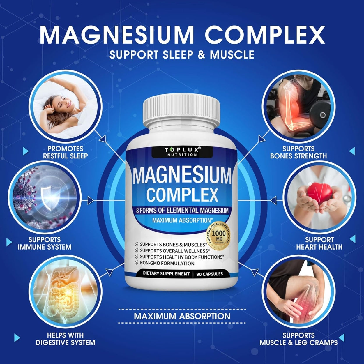 Magnesio Complex 90 Capsulas Toplux Nutrition