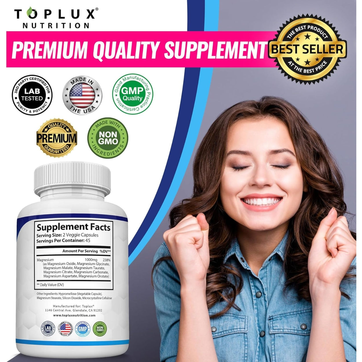 Magnesio Complex 90 Capsulas Toplux Nutrition