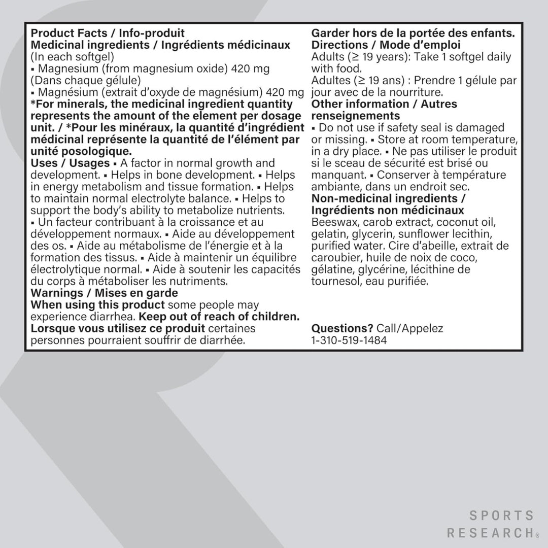 Magnesio Oxide 90 Capsulas Sports Research